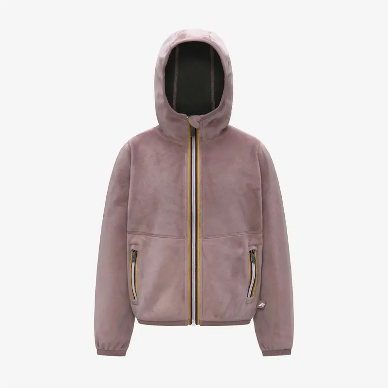 FELPA CON CAPPUCCIO IN VELLUTO ROSA K-WAY