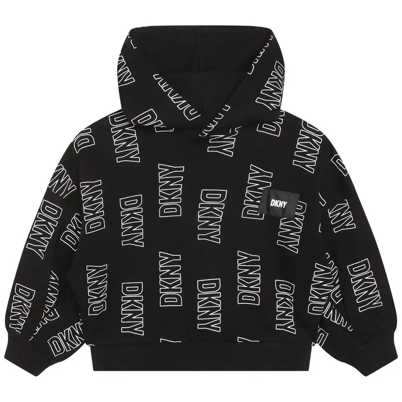 FELPA CON CAPPUCCIO LOGATA DKNY