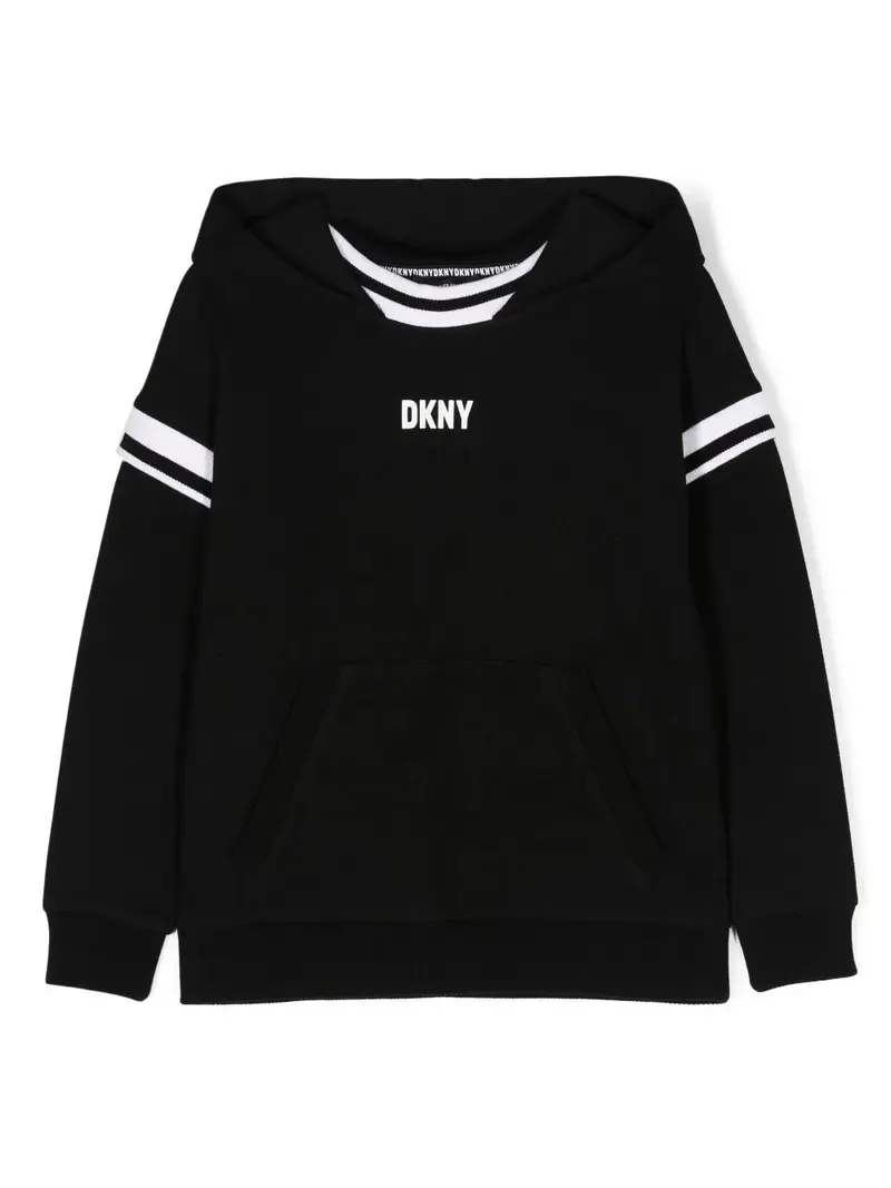 FELPA CON CAPPUCCIO NERO DKNY