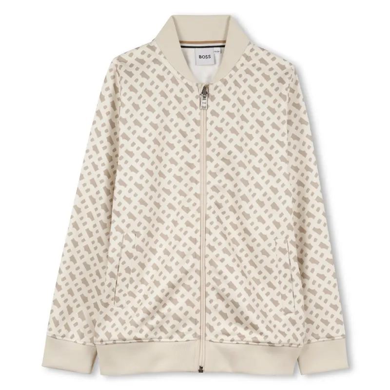 FELPA CON ZIP BEIGE LOGATA HUGO BOSS
