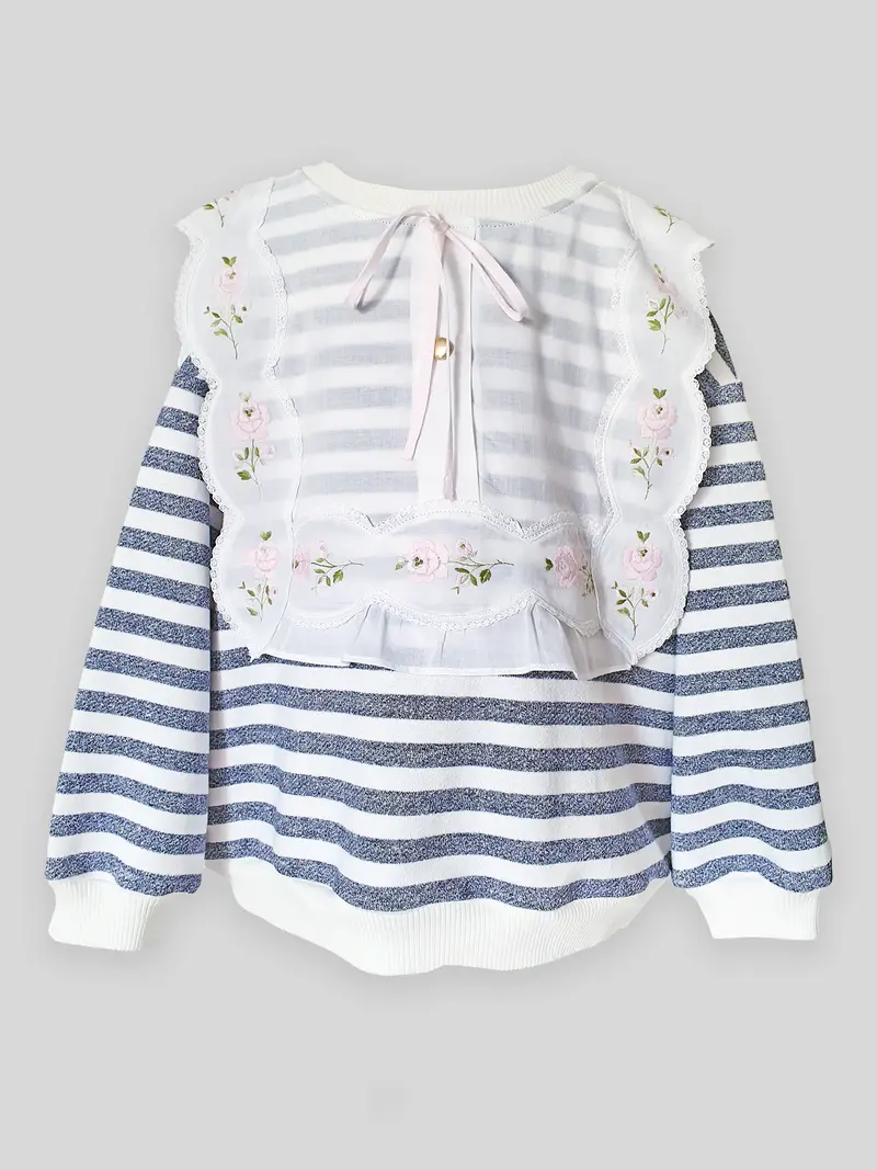 Felpa Girl Righe and Vintage Collar
