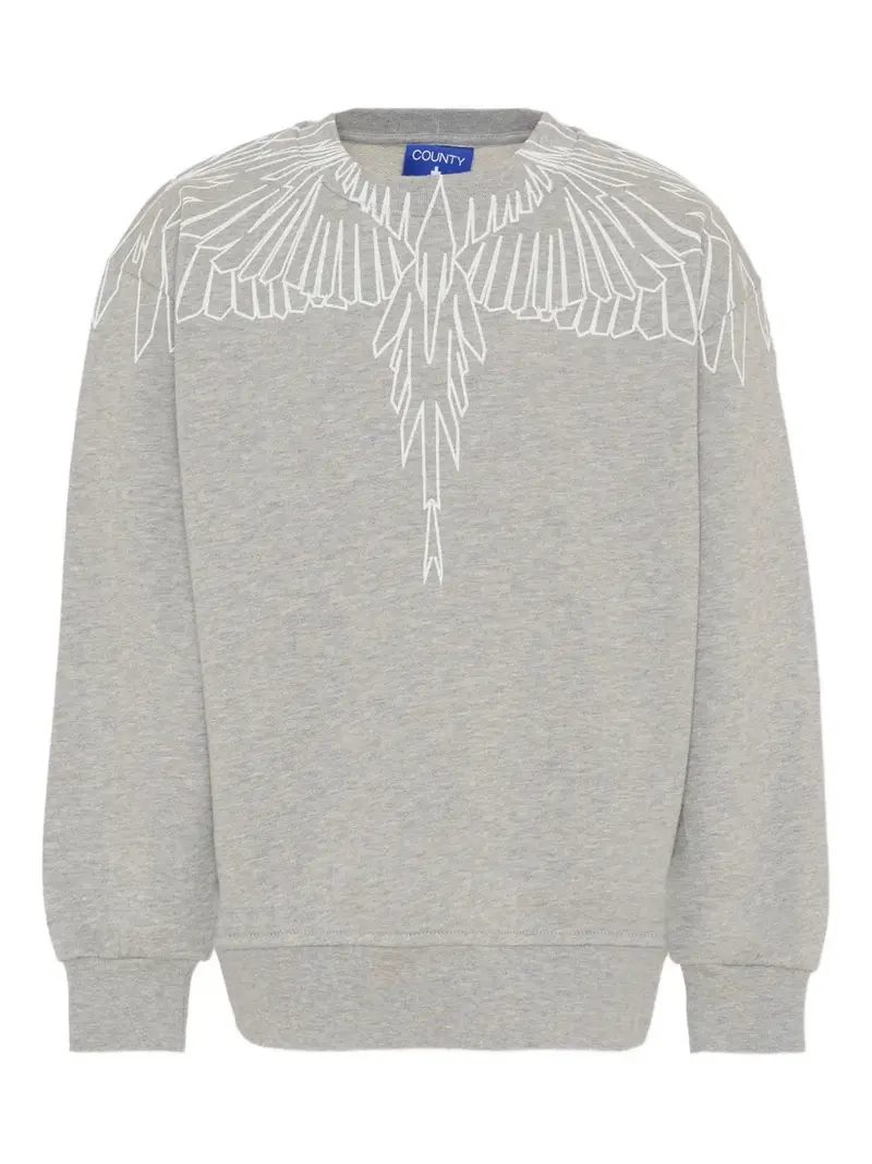 FELPA GIRO COLLO GRIGIA CON LOGO BIANCO MARCELO BURLON
