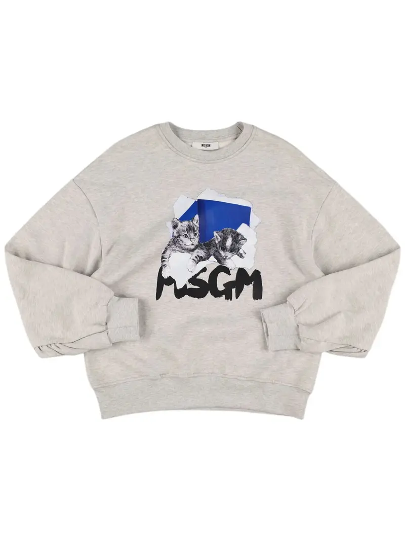 FELPA GRIGIA CON STAMPA MSGM