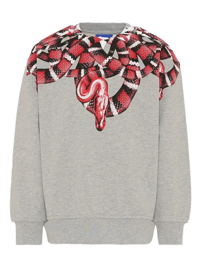 FELPA GRIGIA CON STAMPA ROSSA MARCELO BURLON