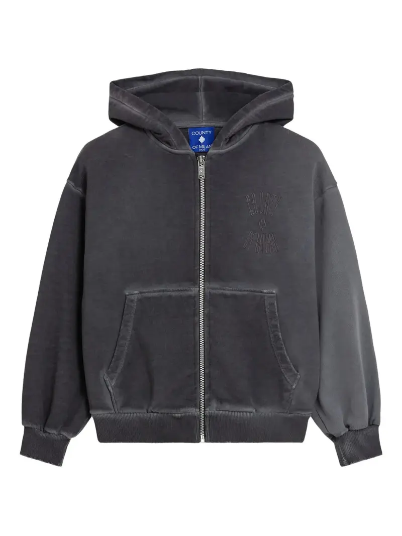 FELPA GRIGIA CON ZIP E LOGO SUL RETRO MARCELO BURLON