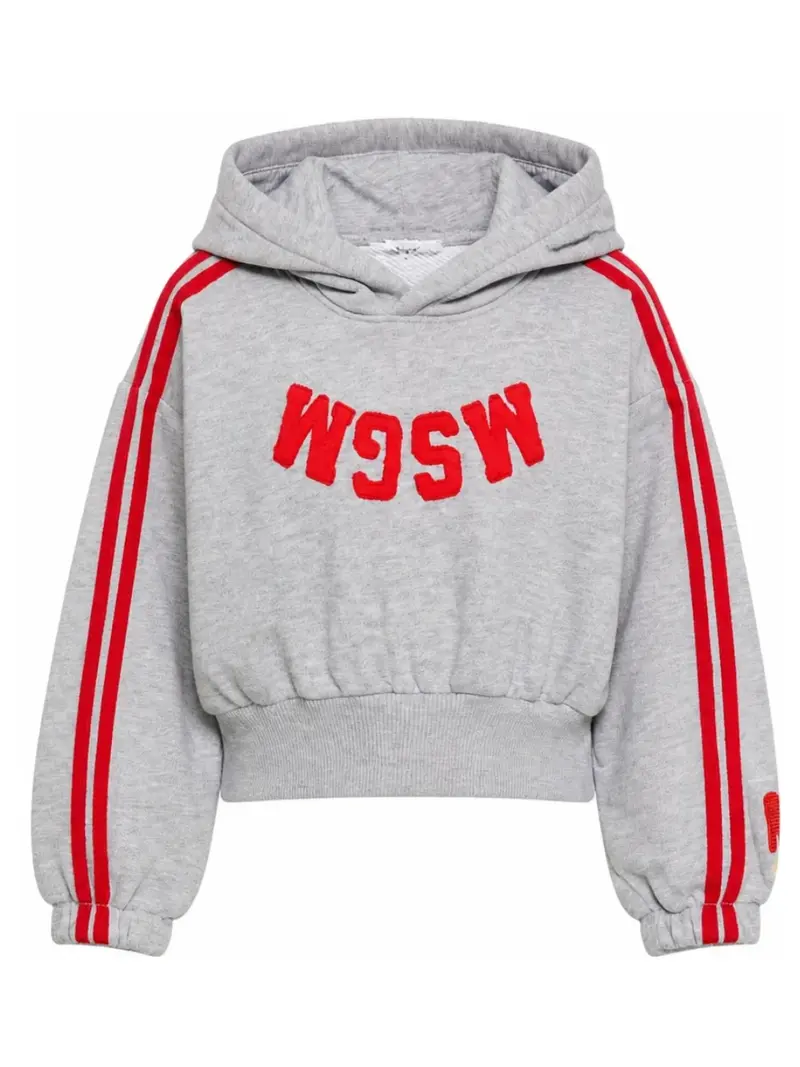 FELPA GRIGIA E BANDE LATERALI E LOGO ROSSO MSGM