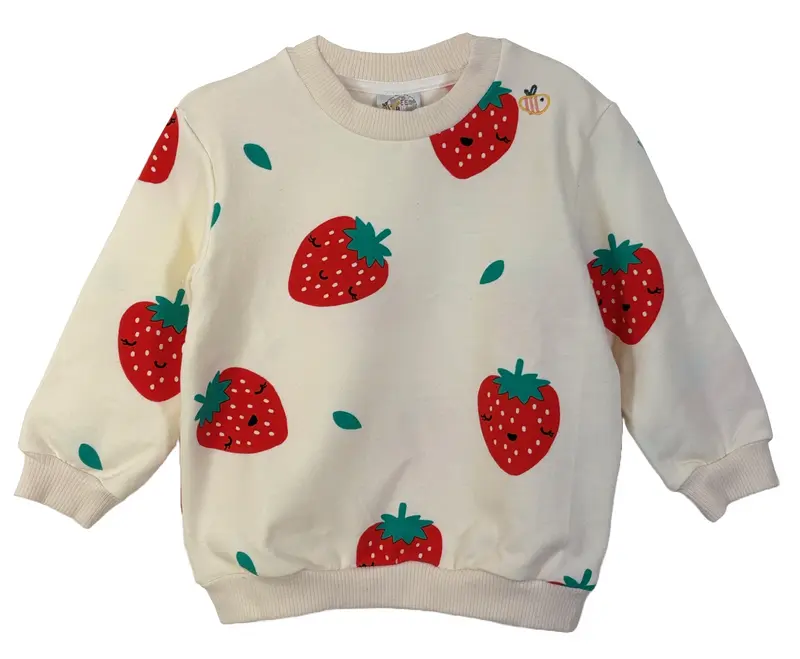 Felpa in cotone biologico felpato – Fantasia Fragole