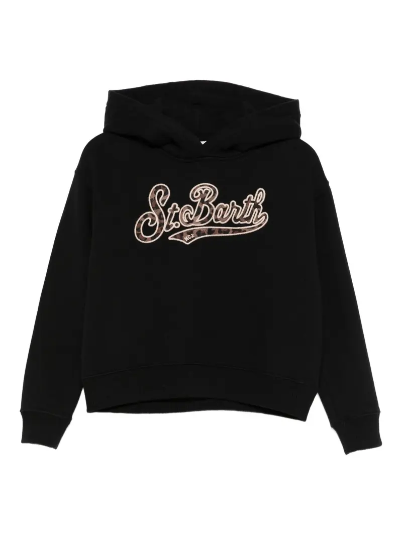 FELPA NERA CON CAPPUCCIO E LOGO MACULATO MC2 SAINT BARTH