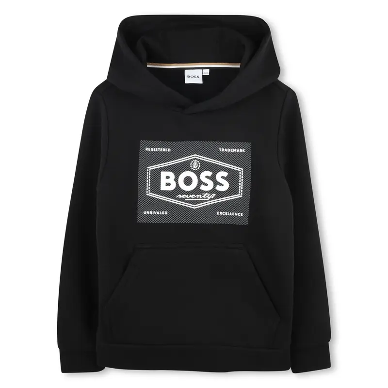 FELPA NERA CON CAPPUCCIO HUGO BOSS