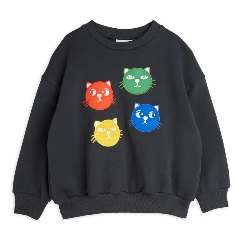 FELPA NERA CON GATTINI COLORATI MINI RODINI