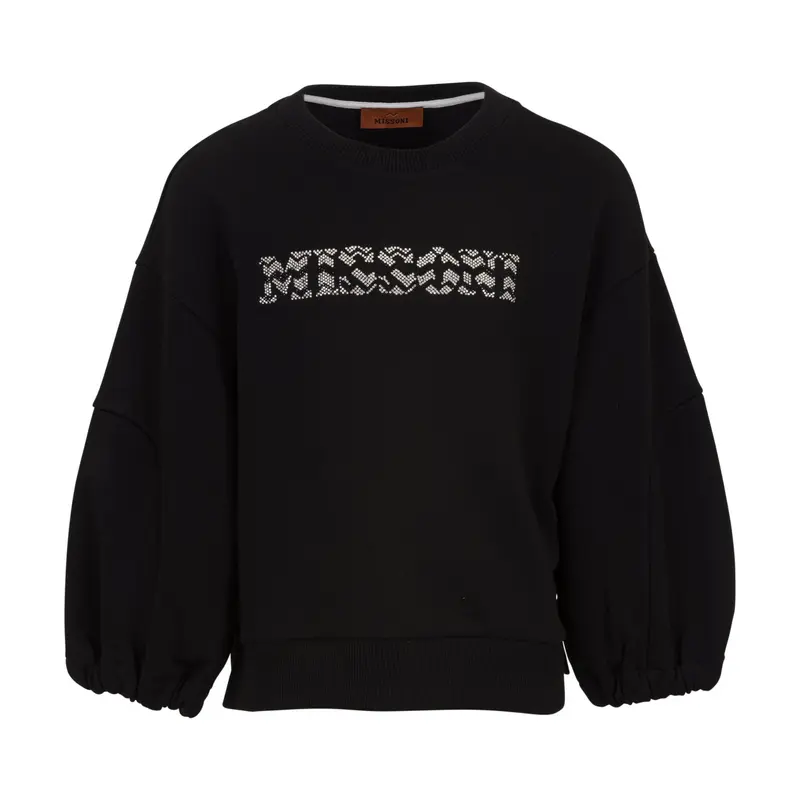 FELPA NERA CON LOGO BRILLANTINATO MISSONI