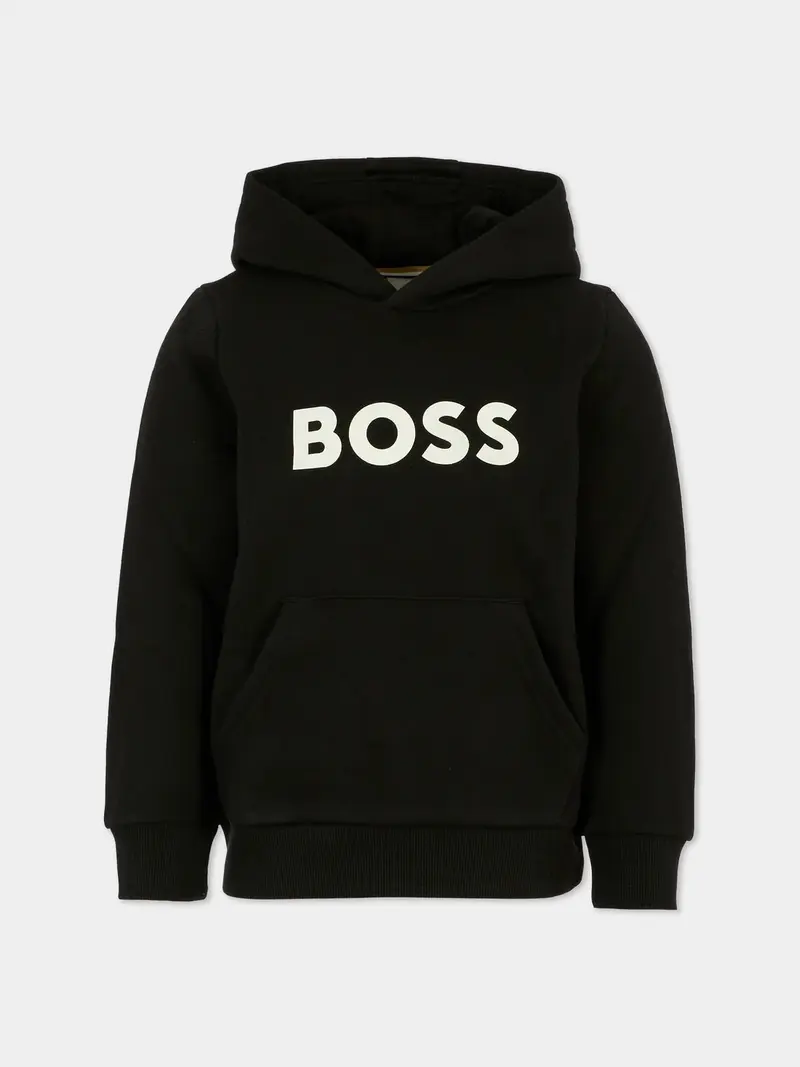 FELPA NERA CON LOGO HUGO BOSS