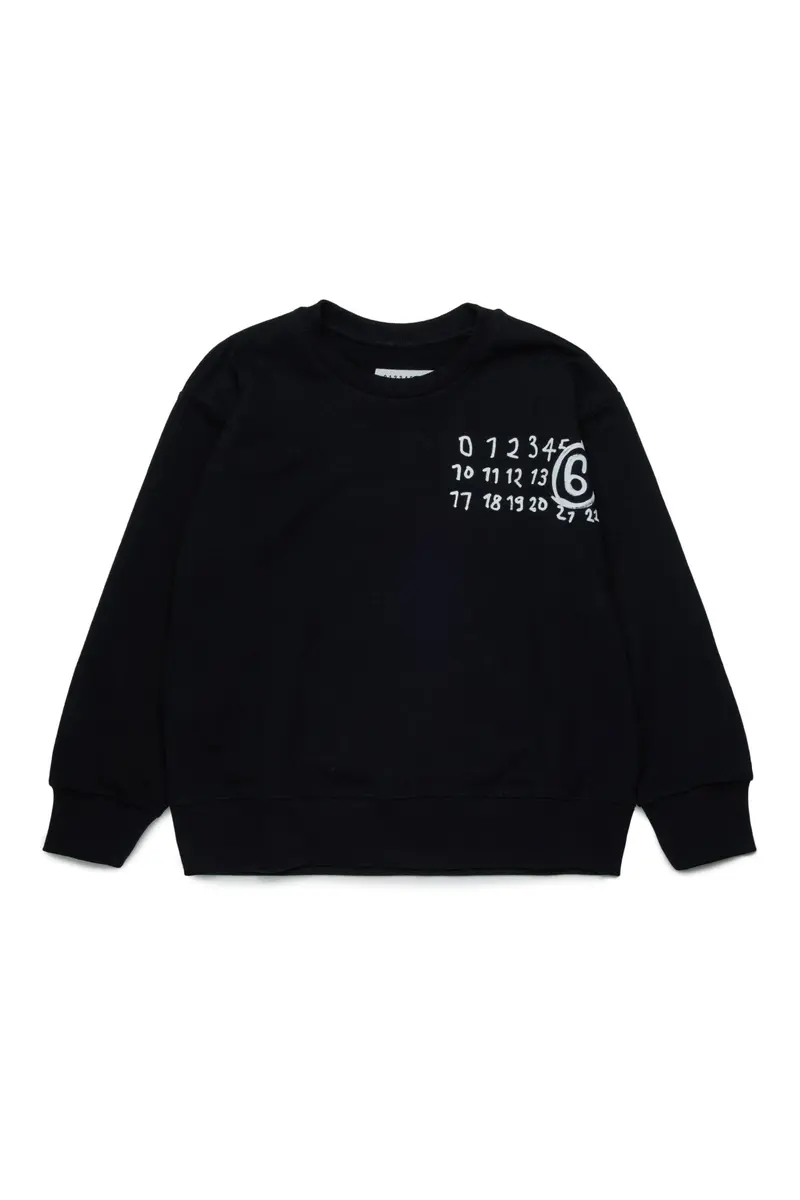 FELPA NERA CON LOGO NUMERICO BIANCO MAISON MARGIELA