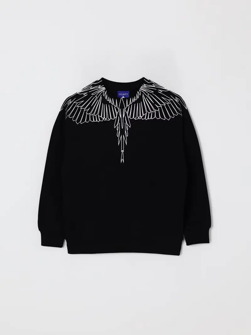 FELPA NERA CON STAMPA BIANCA MARCELO BURLON