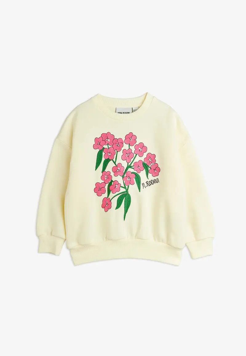 FELPA PANNA CON FIORI ROSA DI MINI RODINI