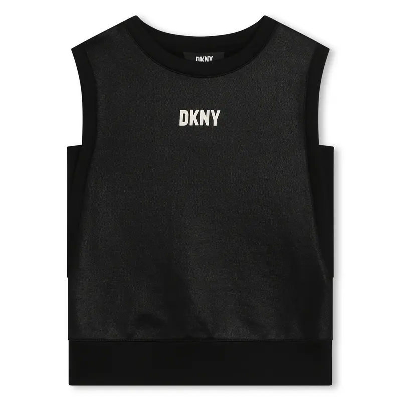 FELPA SENZA MANICA NERA DKNY