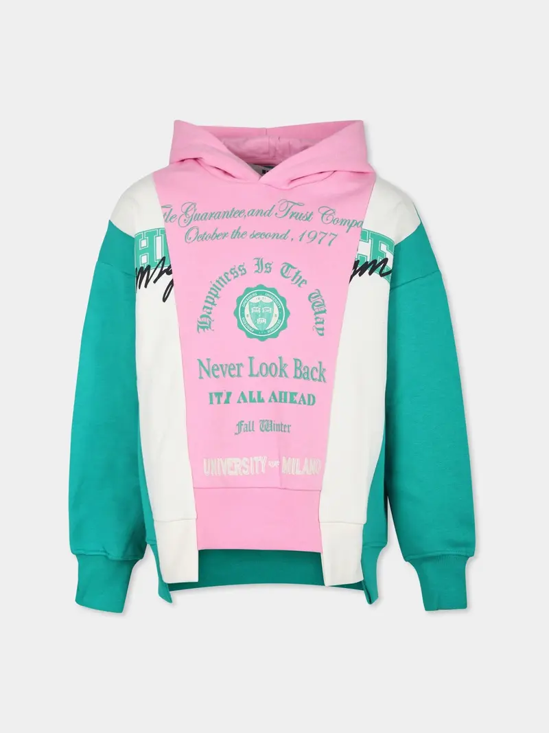 FELPA  VERDE CON CAPPUCCIO MSGM
