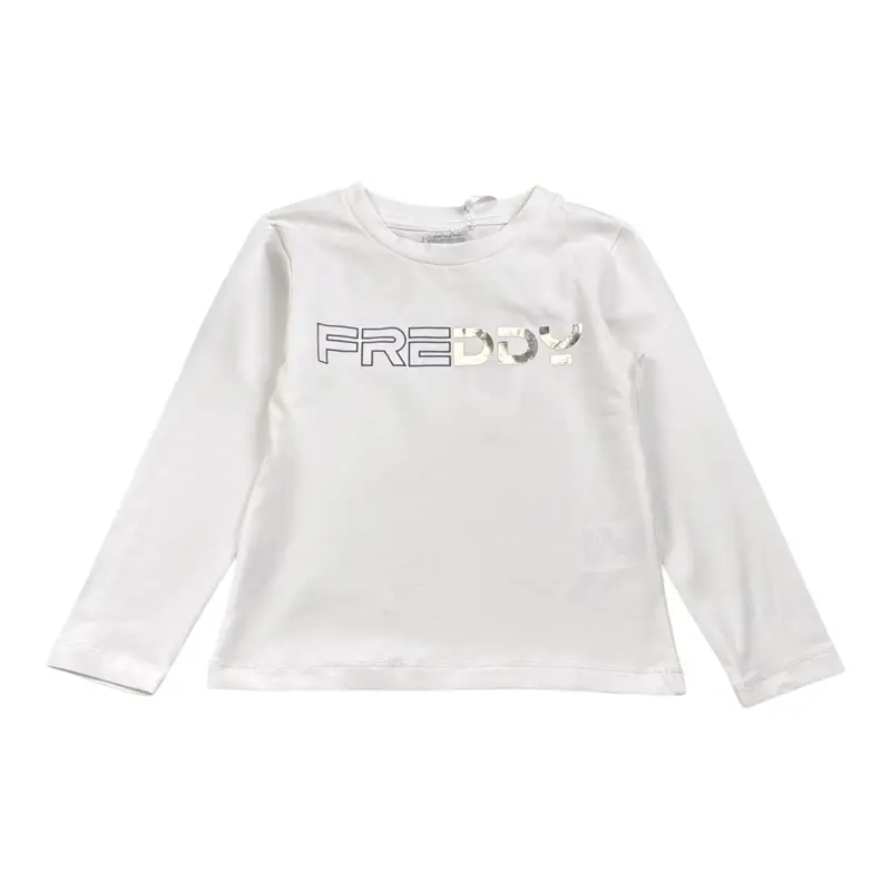 Freddy Shirt tinta unita con Stampa Bianco per Bambina