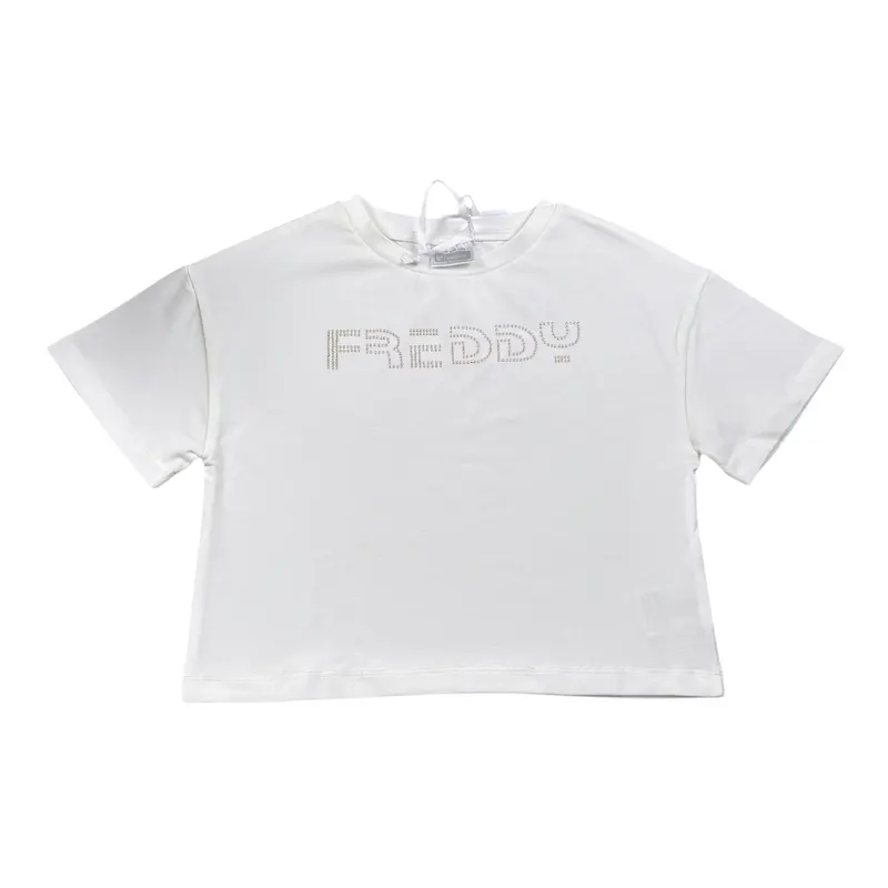 Freddy T-Shirt tinta unita con Applicazioni Bianco per Bambina