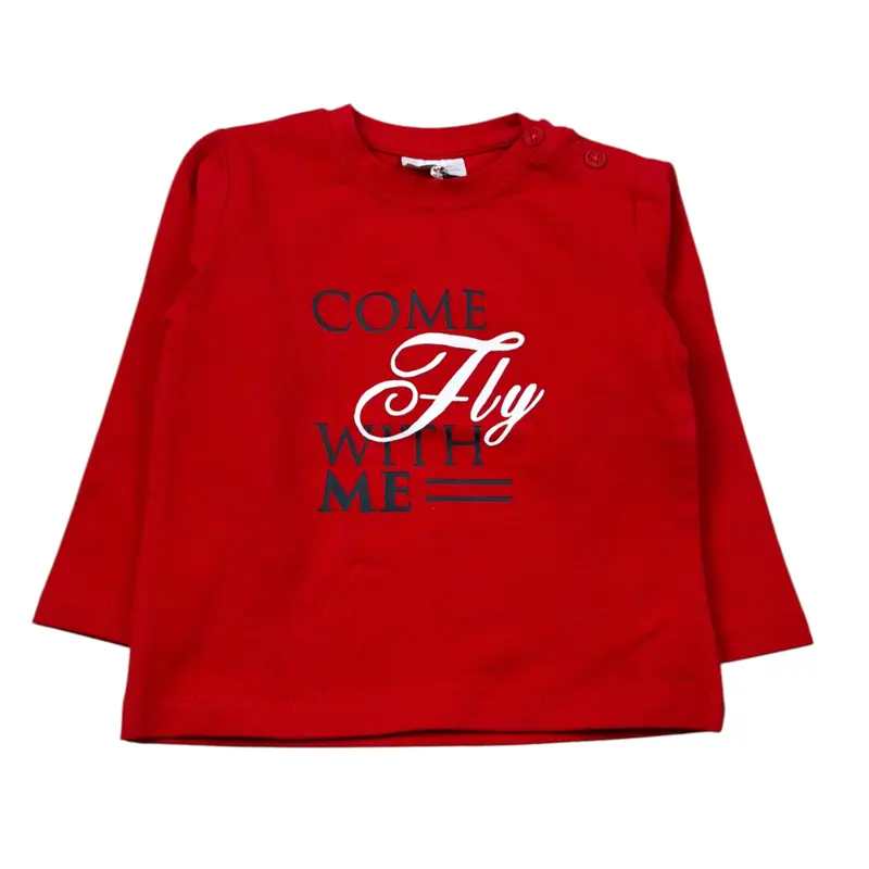Fun & Fun Shirt Girocollo tinta unita con Stampe Rosso per Neonato