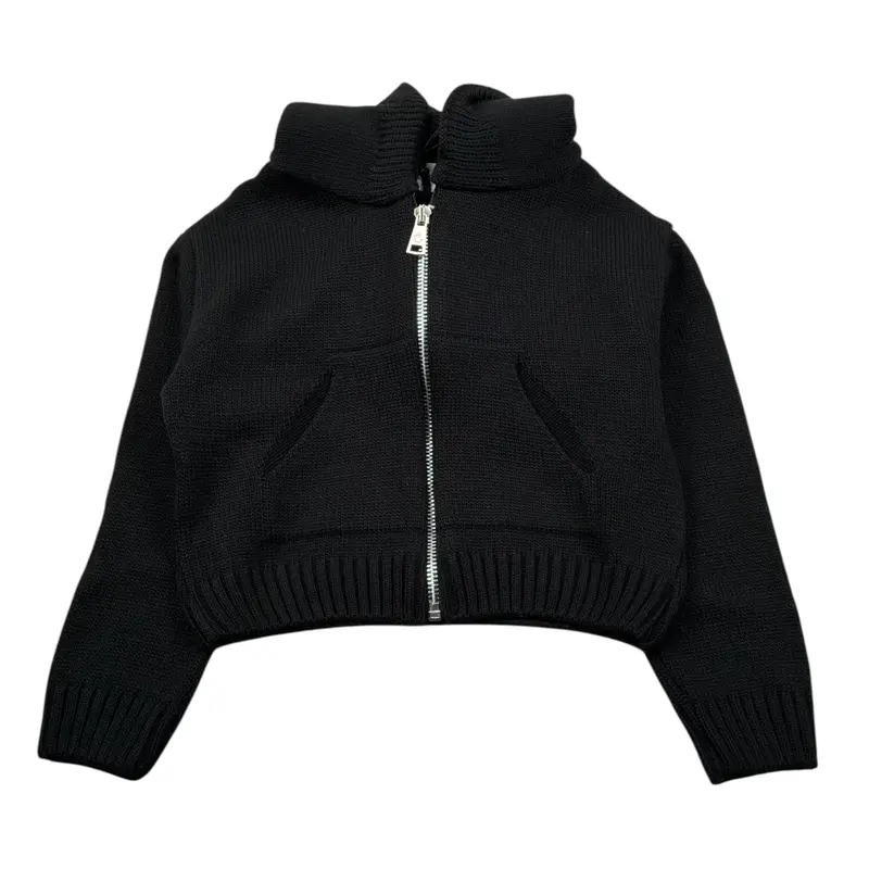 Gaelle Felpa In Maglia con Zip E Cappuccio tinta unita Nero per Bambina
