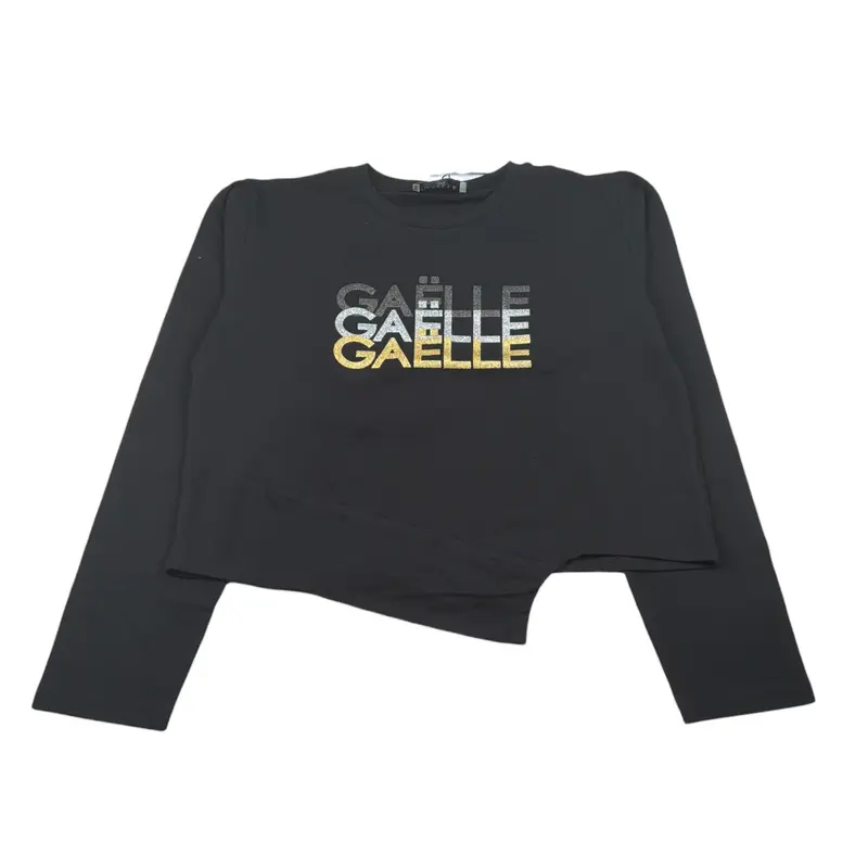 Gaelle Shirt Girocollo tinta unita con Stampe Nero per Bambina