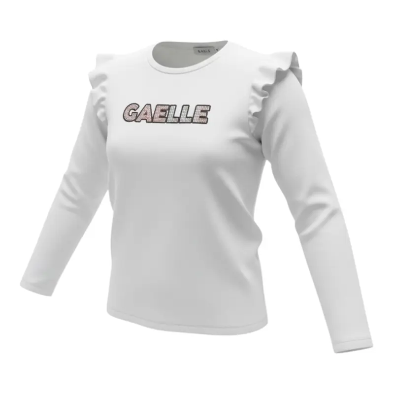 Gaelle Shirt tinta unita con Brillantini Bianco per Bambina