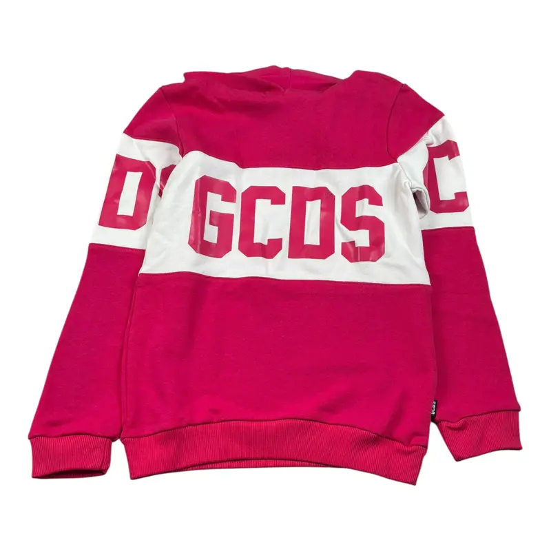Gcds Felpa tinta unita con Cappuccio E Logo Fuxia per Bambina