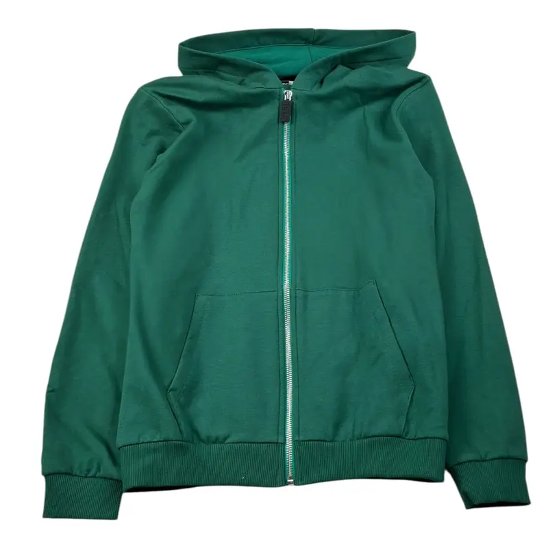 Gcds Felpa tinta unita con Zip E Cappuccio Verde per Bambino