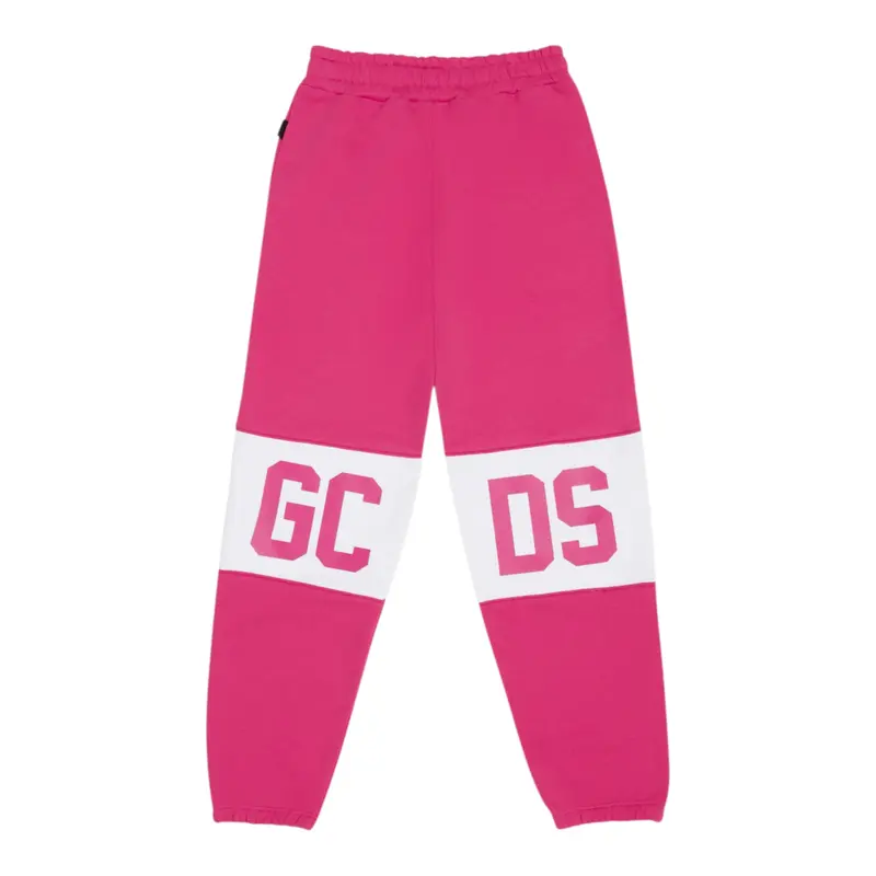 Gcds Pantalone Tuta tinta unita con Logo Fuxia per Bambina