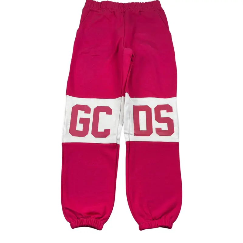 Gcds Pantalone Tuta tinta unita con Logo Fuxia per Bambina