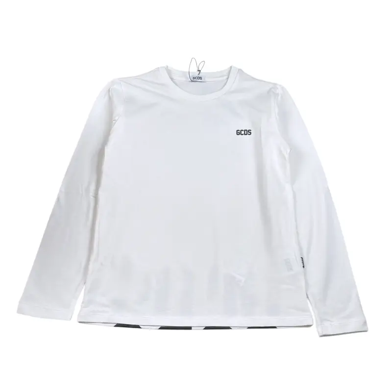 Gcds Shirt tinta unita con Logo Bianco per Bambina