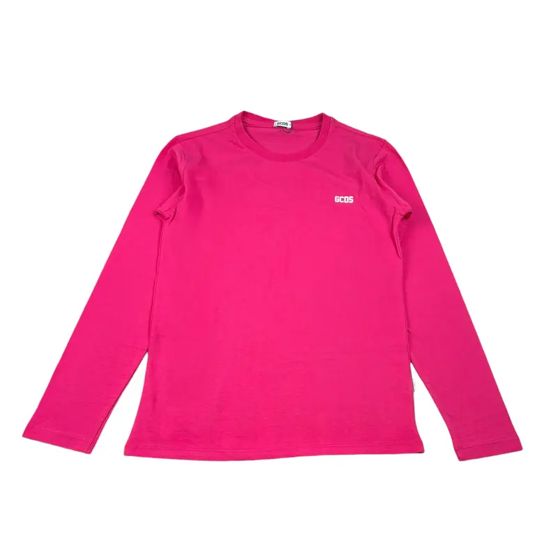 Gcds Shirt tinta unita con Logo Fuxia per Bambina