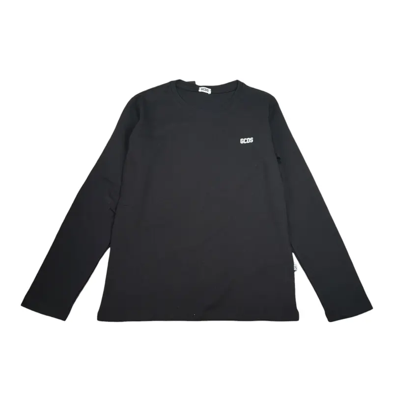 Gcds Shirt tinta unita con Logo Nero per Bambina