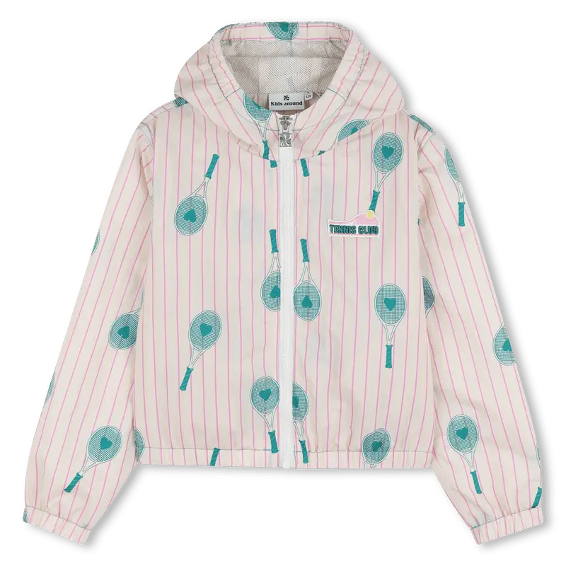 GIACCA ANTIVENTO BEIGE A RIGHE ROSA CON FANTASIA VERDE KIDS AROUND