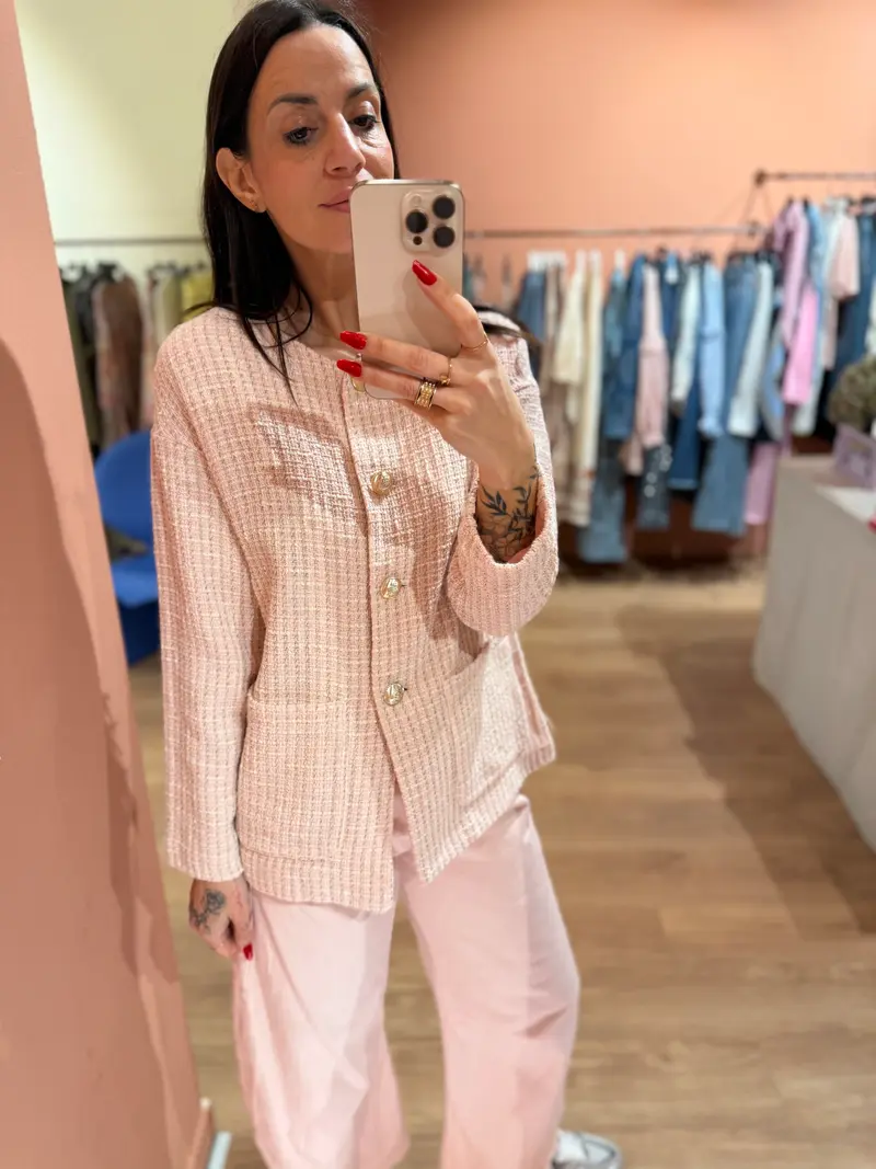 Giacca bouclé rosa