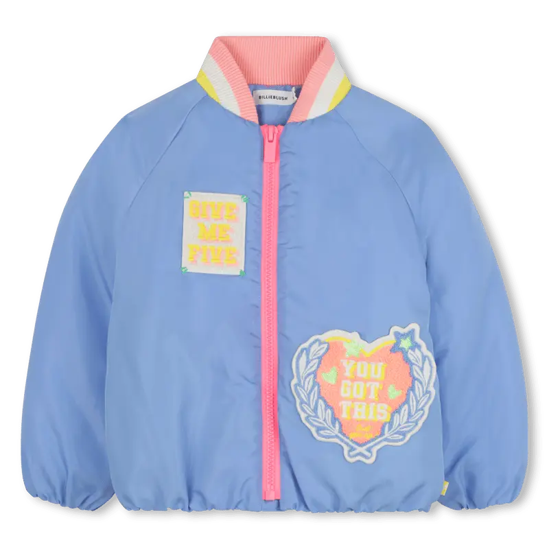 GIACCA CELESTE CON ZIP ROSA FLUO BILLIEBLUSH