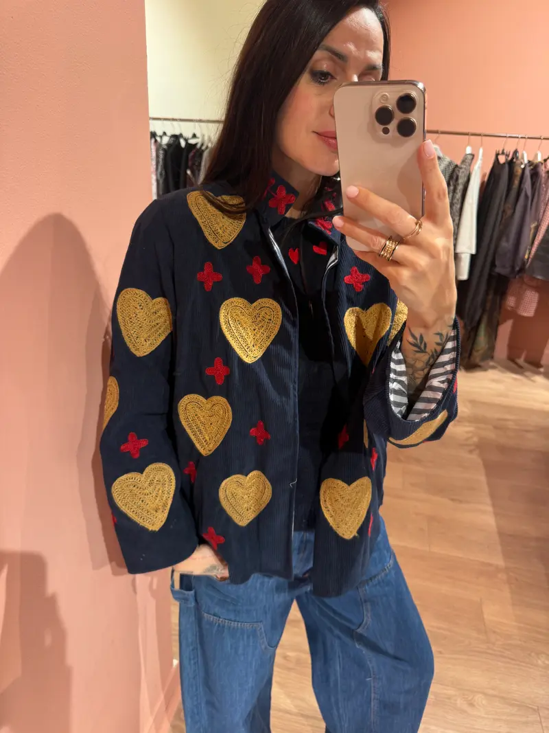 Giacca cuori in velluto