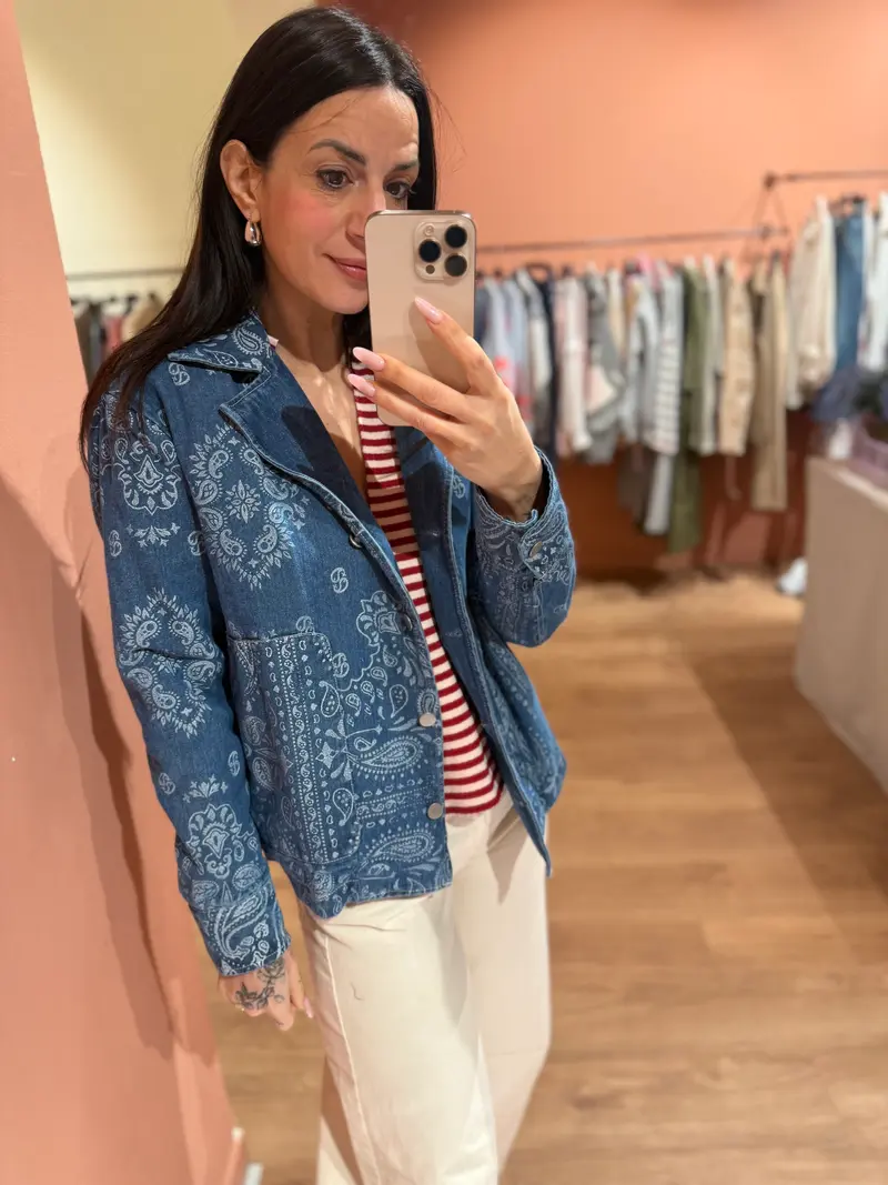 Giacca denim stampa bandana