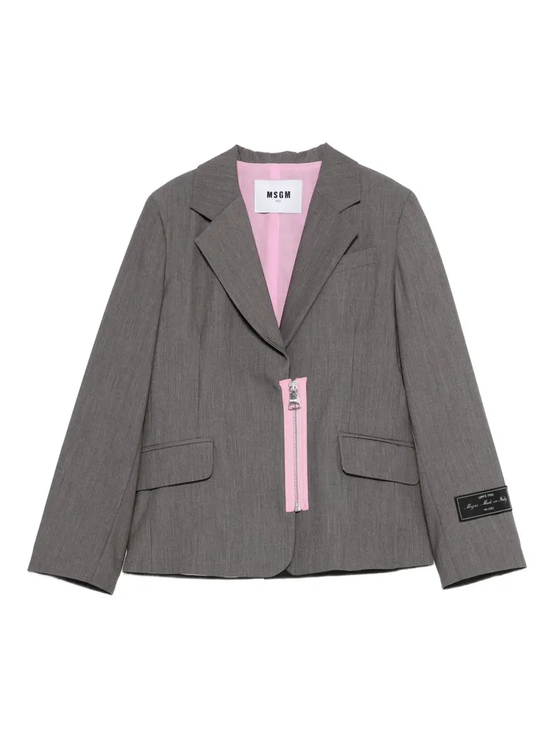 GIACCA GRIGIA CON ZIP ROSA MSGM