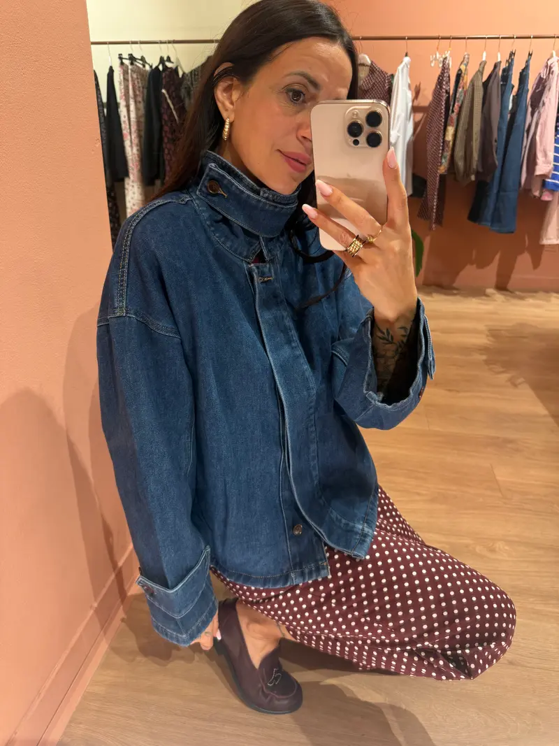 Giacca in denim con collo alto
