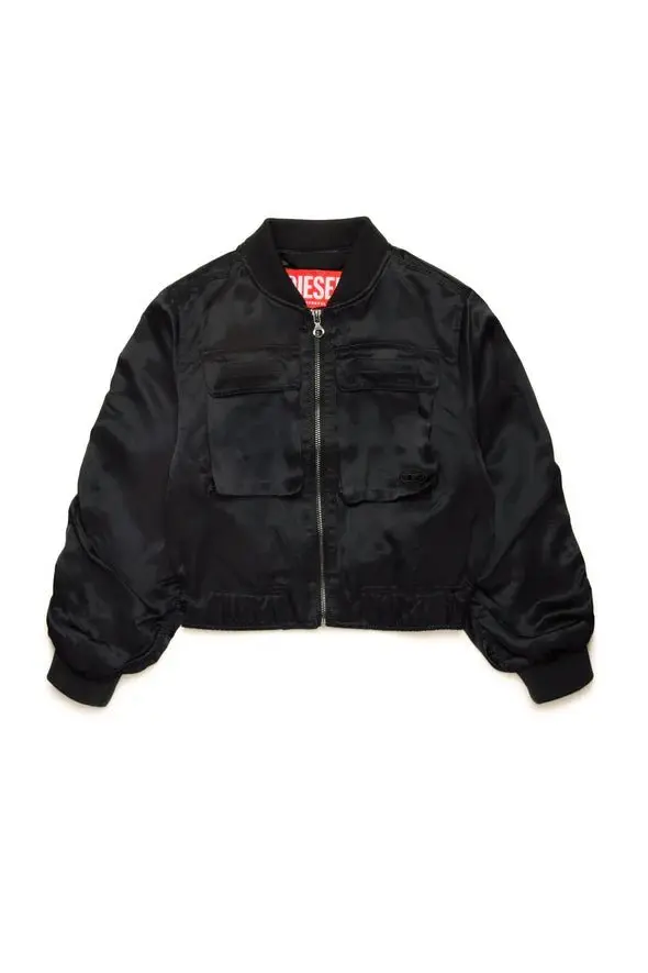 GIACCA NERA BOMBER IN RASO CON TASCHE DIESEL
