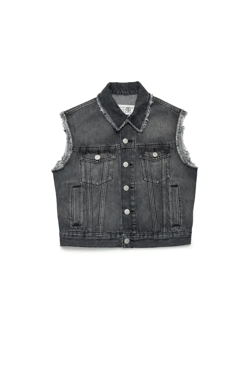 GIACCA SMANICATA IN DENIM NERO MAISON MARGIELA