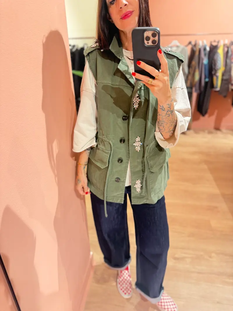 Gilet applicazioni gioiello
