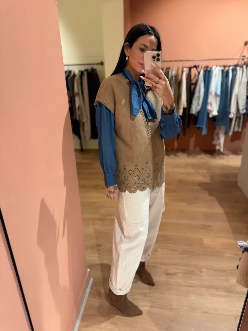 Gilet ecopelle scamosciata