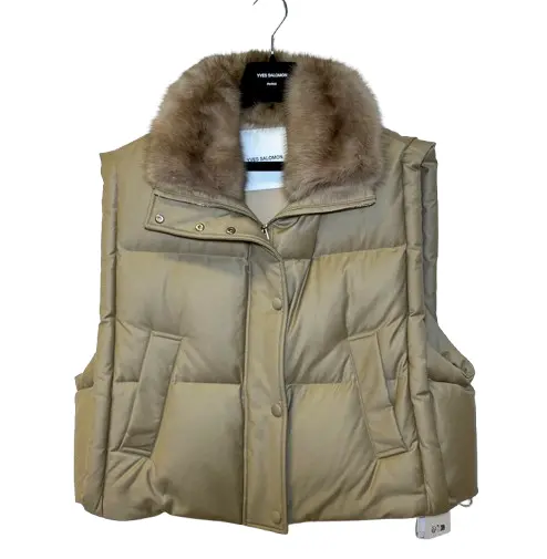 Gilet in flanella con collare di pelliccia