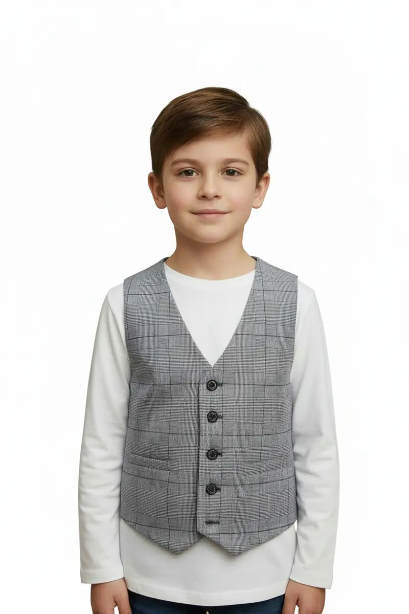 GILET MULTIRIGHE BLU BIANCO BAMBINO