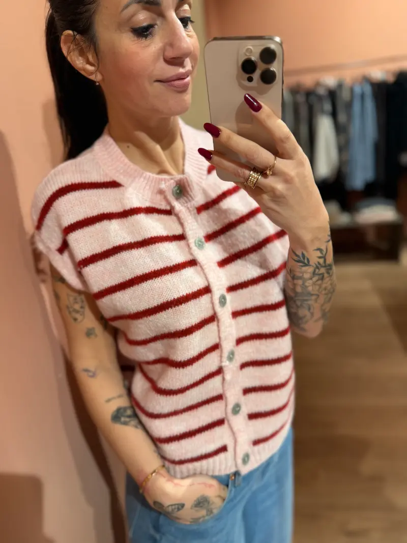 Gilet rigato -light pink