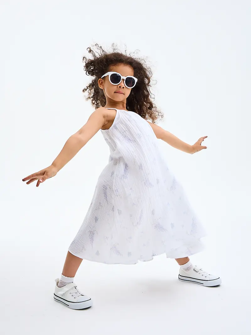 Girls' Summer Sun Dress Katrina Glicine Wisteria Made in Italy