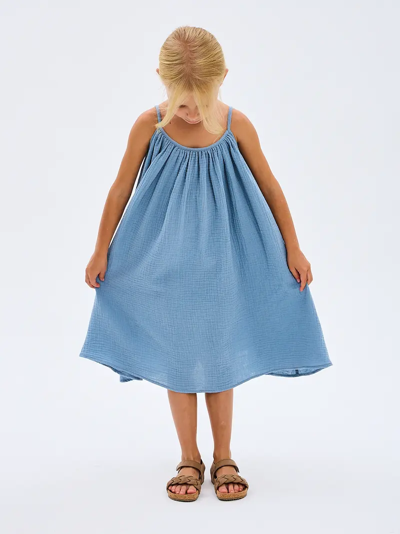 Girls' Summer Sundress Katrina Sky Blue Made in Italy